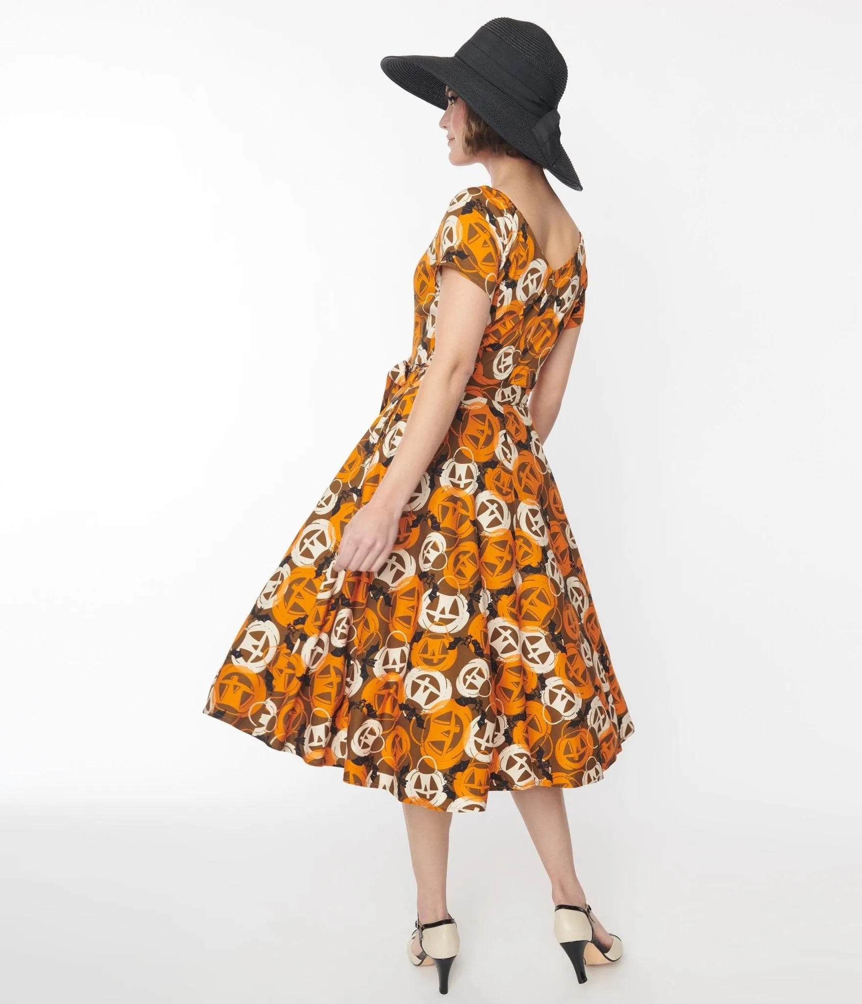 Brown & Orange Pumpkins Bella Swing Dress sold by Unique Vintage product image thumbnail 3