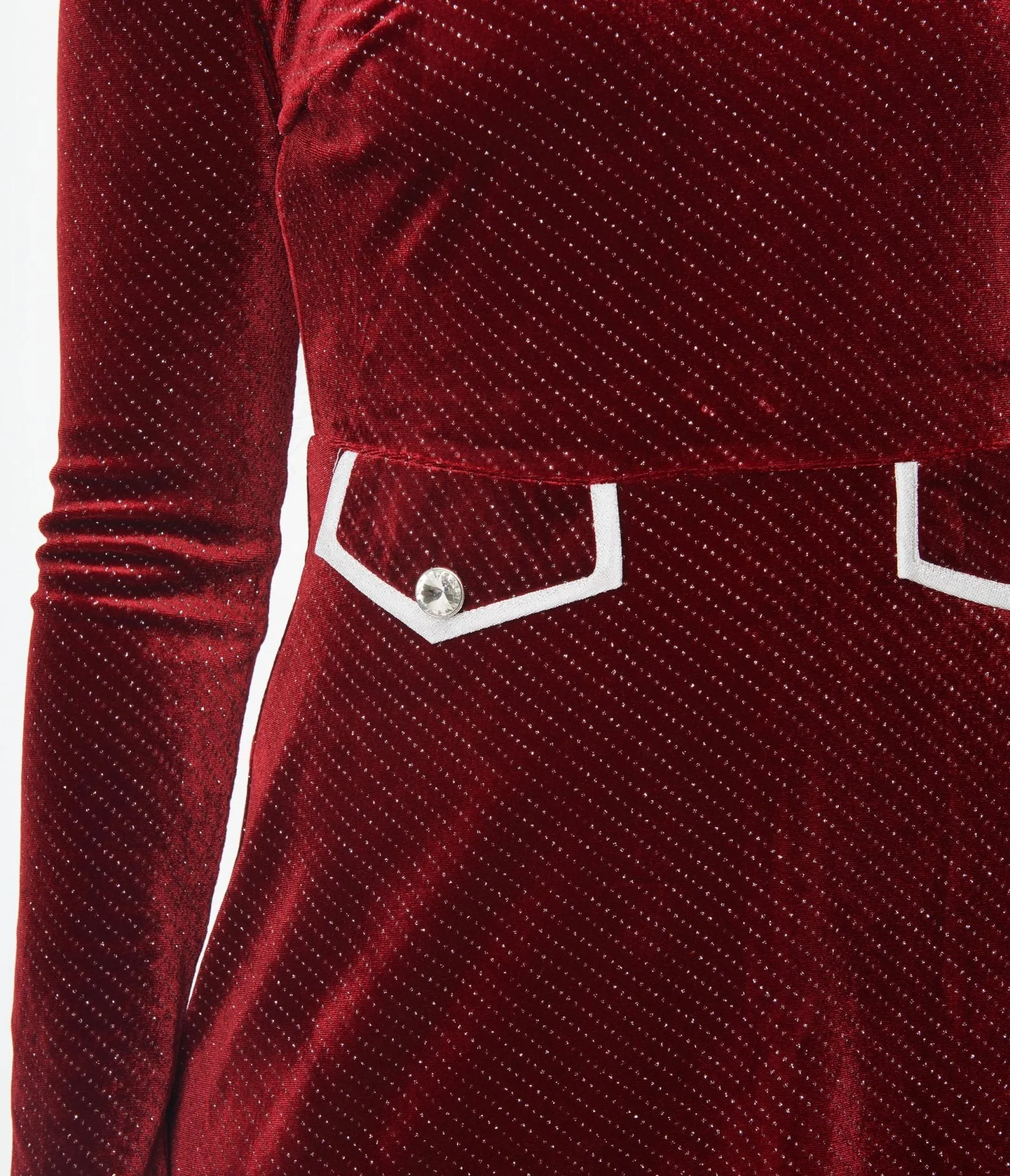 Smak Parlour Burgundy Sparkly Velvet Mock Turtleneck Fit & Flare Dress sold by Unique Vintage product image thumbnail 2