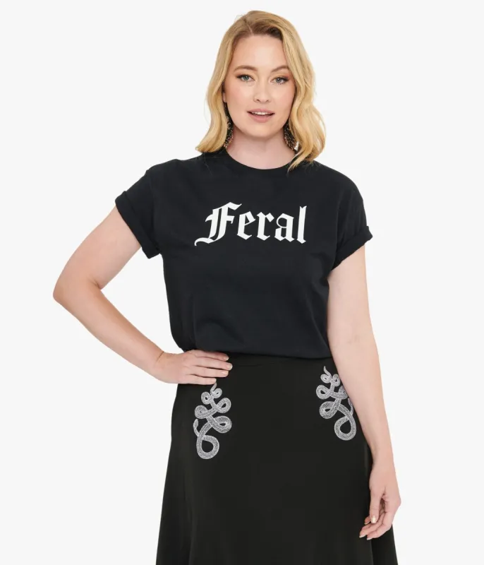 Wickedly Divine Shop Black Feral Unisex Graphic Tee made by Unique Vintage