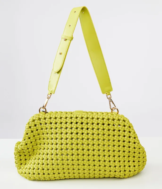 Light Green Woven Leatherette Handbag sold by Unique Vintage