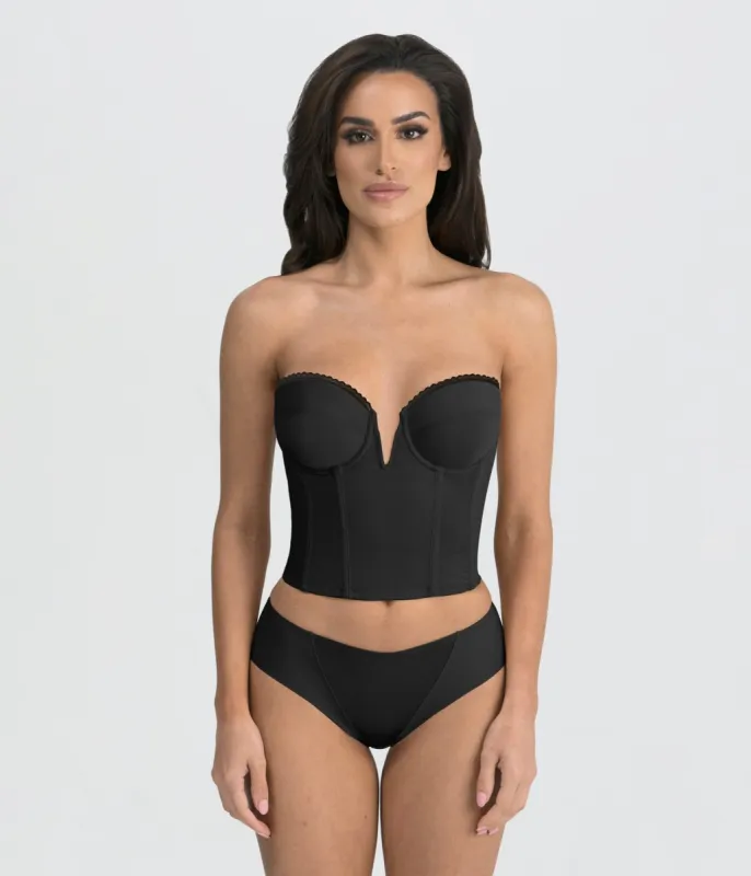 Black V-Wire Backless Strapless Valerie Bridal Bra sold by Unique Vintage