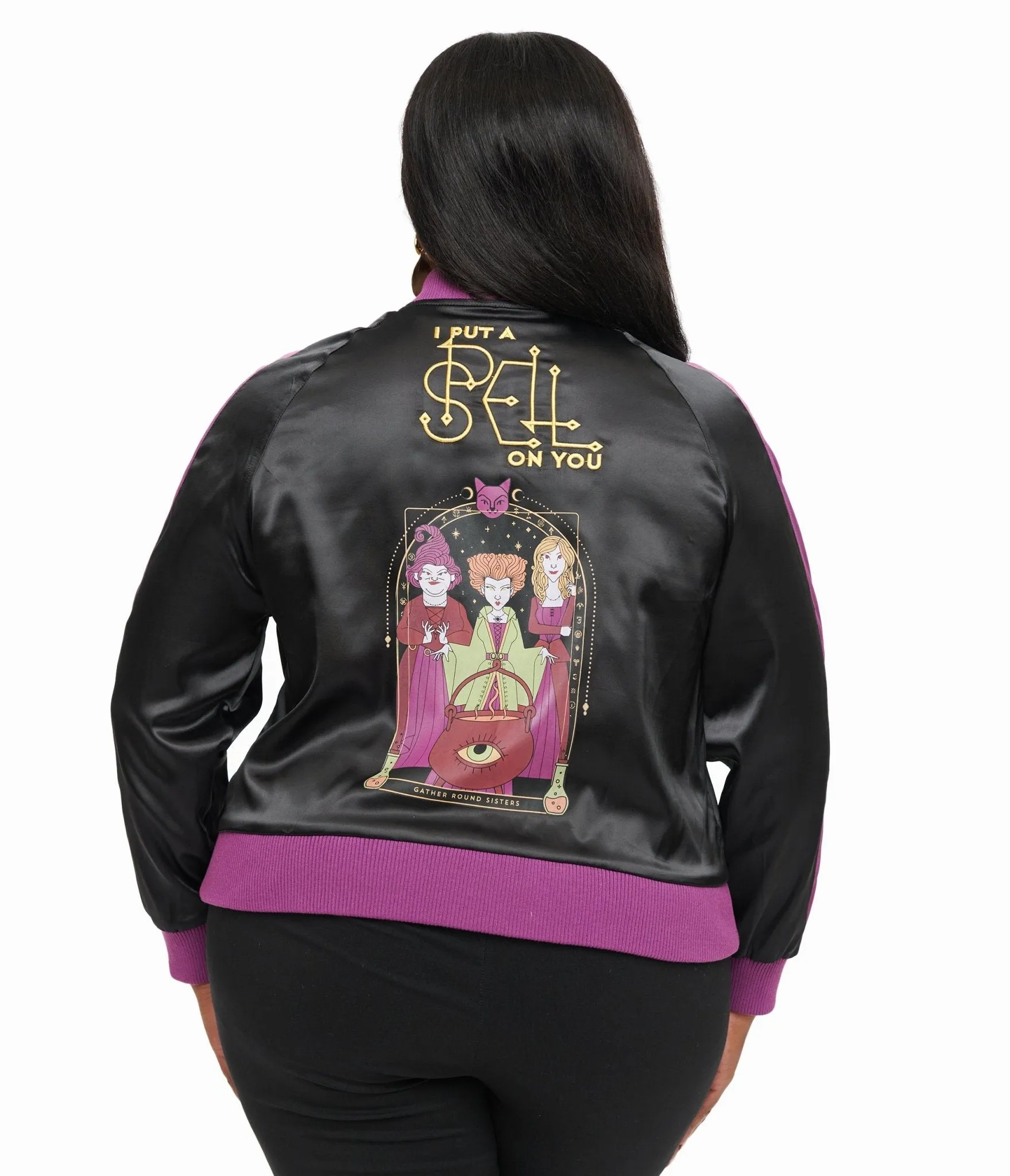 Disney Hocus Pocus Collection by Unique Vintage Plus Size Purple & Black Hocus Pocus Spell Bomber Jacket sold by Unique Vintage product image thumbnail 2