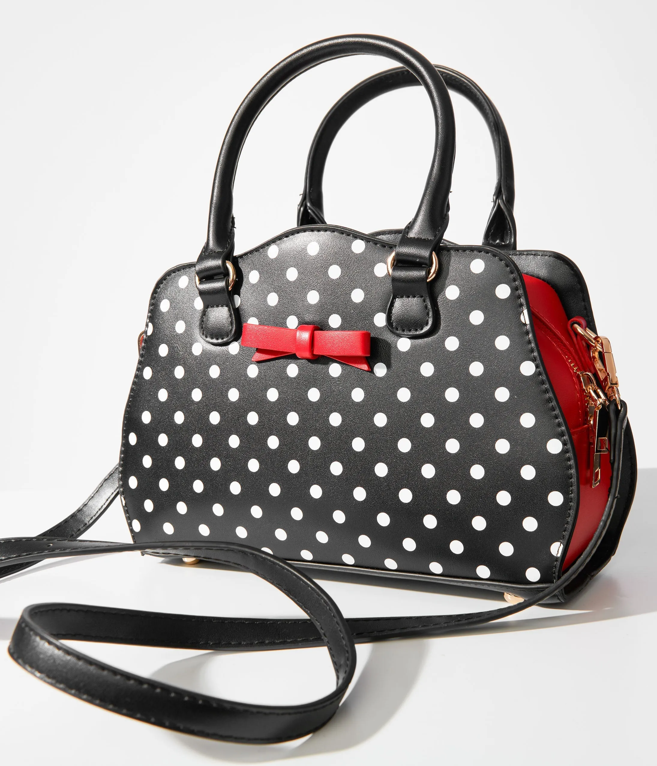 Black & White Poppy Polka Dot Handbag sold by Unique Vintage