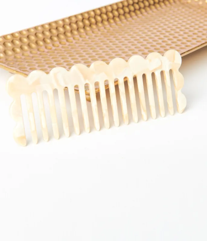 Bone Marble Acrylic Comb made by Unique Vintage
