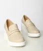 Nude & White Leatherette Platform Loafers sold by Unique Vintage