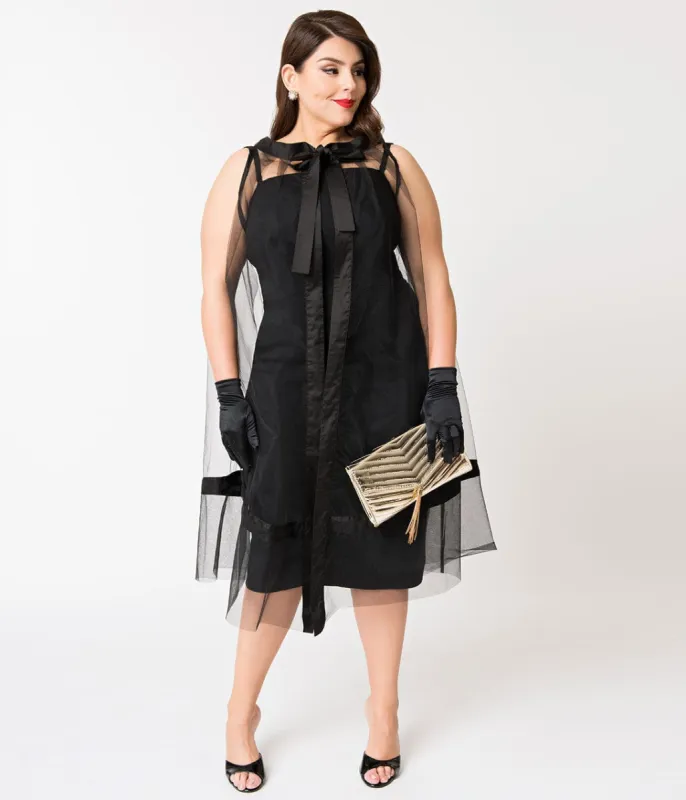 Barbie x Unique Vintage Plus Size Black Magic Sheath Dress & Cape Set made by Unique Vintage