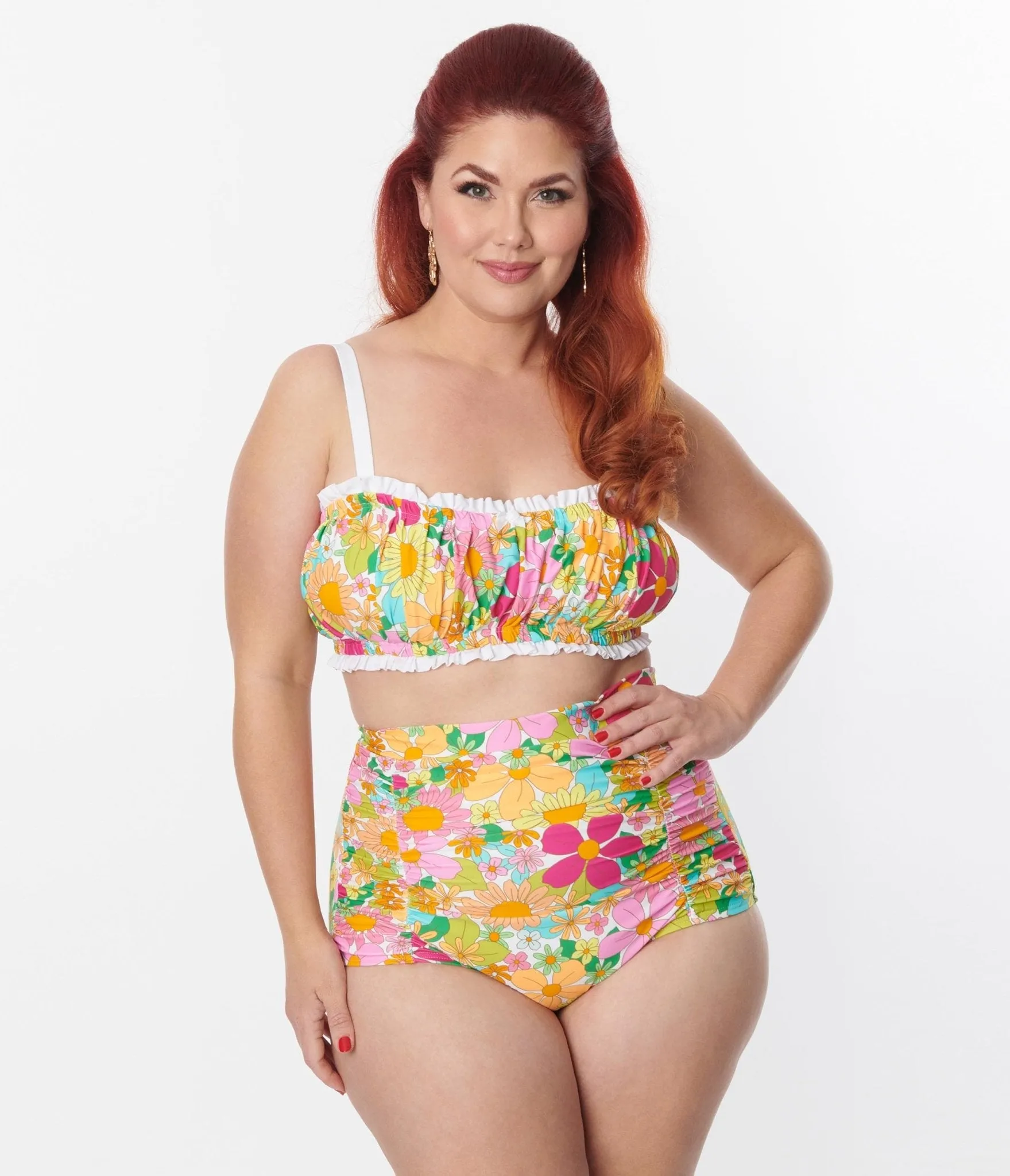 Unique Vintage Plus Size Multicolor 1970s Floral Monroe Swim Bottom sold by Unique Vintage product image thumbnail 5