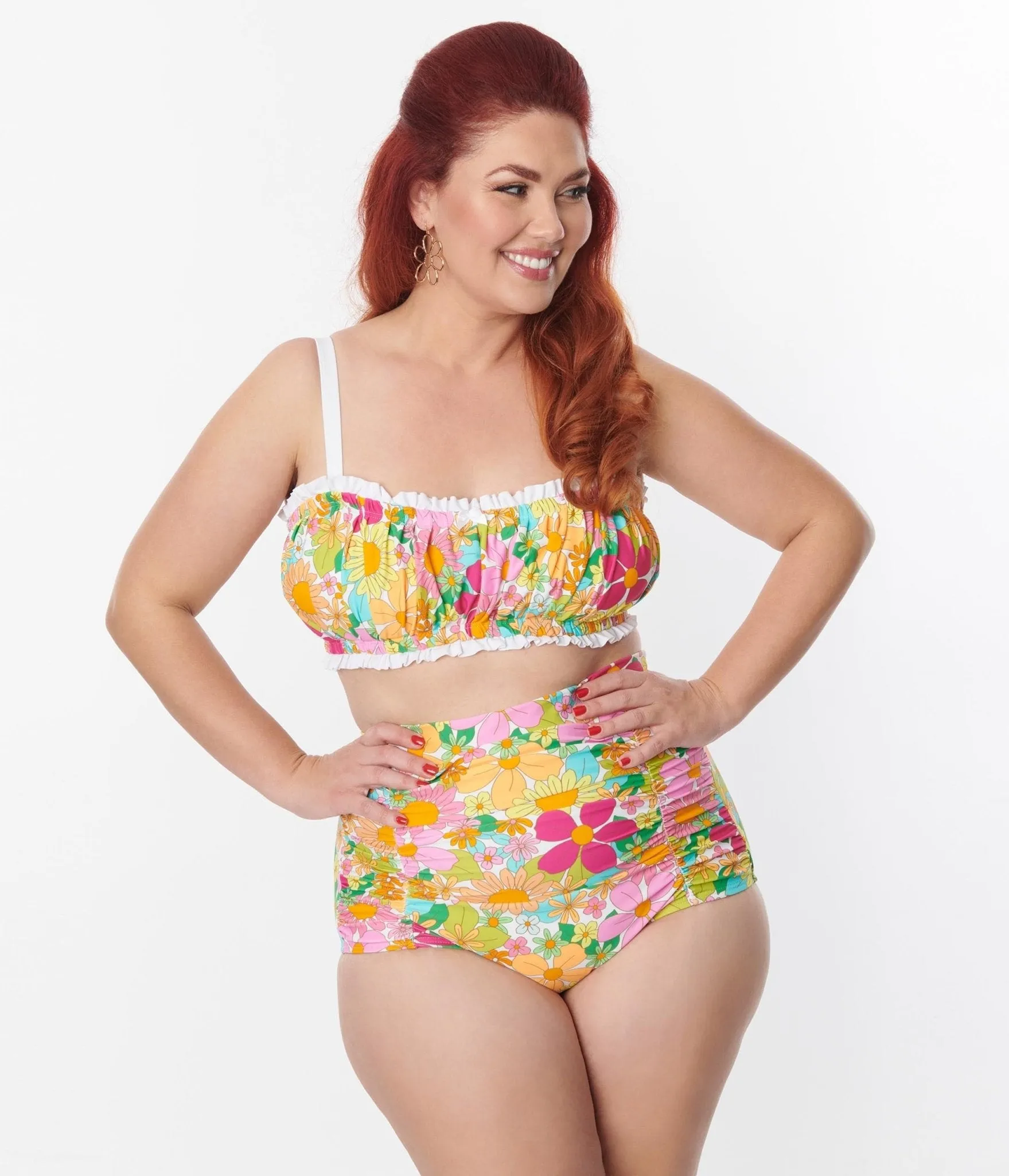 Unique Vintage Plus Size Multicolor 1970s Floral Monroe Swim Bottom sold by Unique Vintage