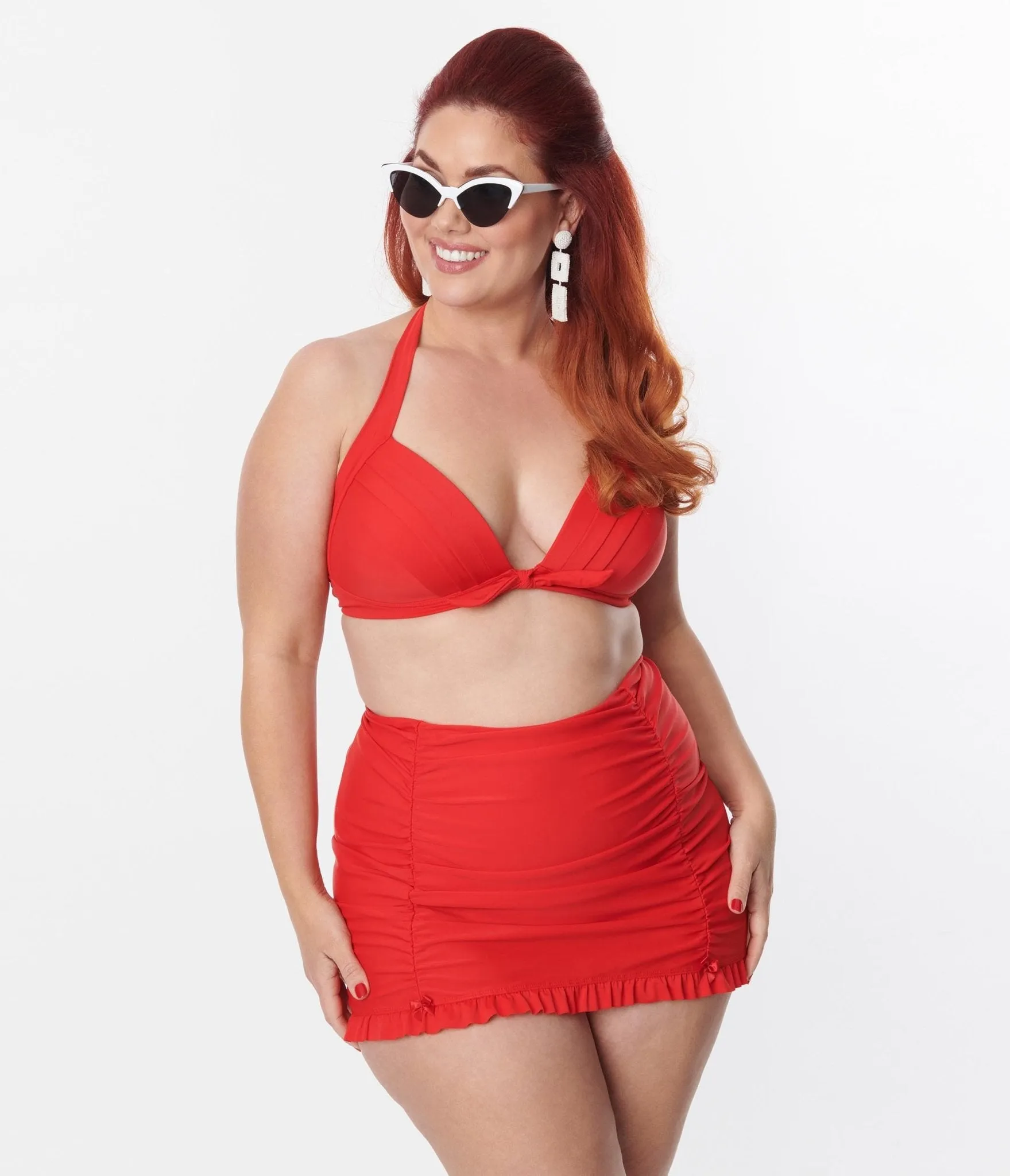 Unique Vintage Plus Size Red Drawstring Ruffle Skirt sold by Unique Vintage product image thumbnail 4