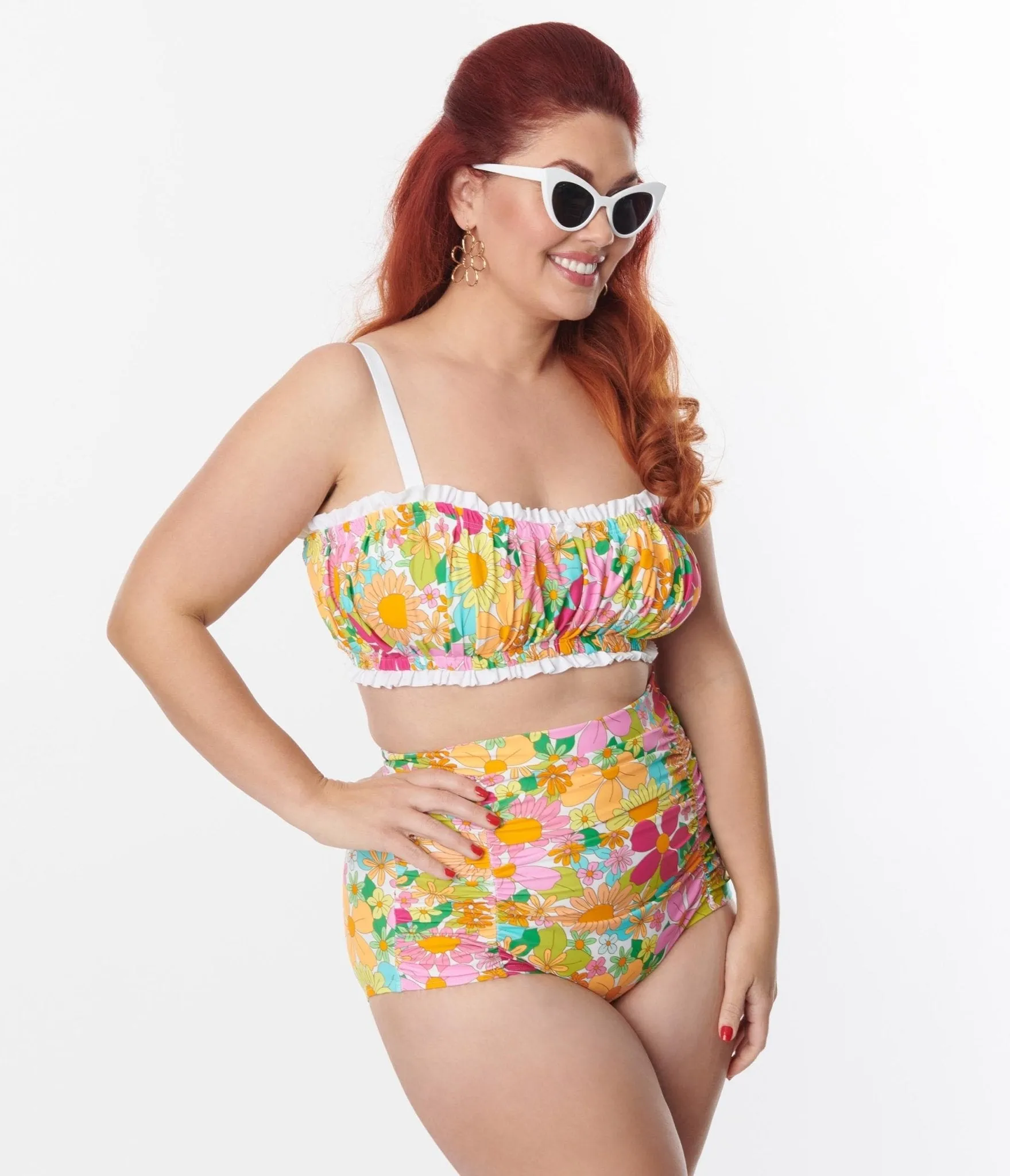 Unique Vintage Plus Size Multicolor 1970s Floral Monroe Swim Bottom sold by Unique Vintage product image thumbnail 4