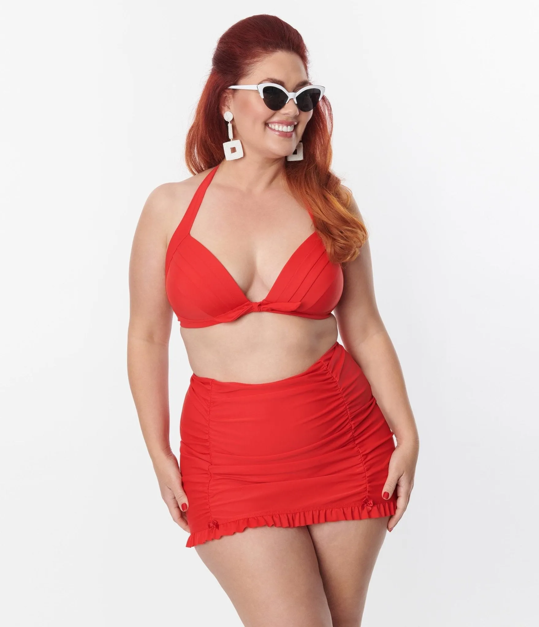 Unique Vintage Plus Size Red Drawstring Ruffle Skirt sold by Unique Vintage product image thumbnail 5