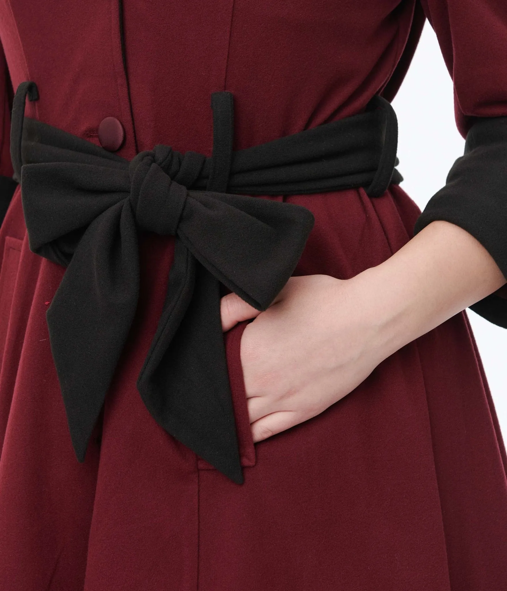 Unique Vintage Burgundy & Black Swing Coat sold by Unique Vintage product image thumbnail 3