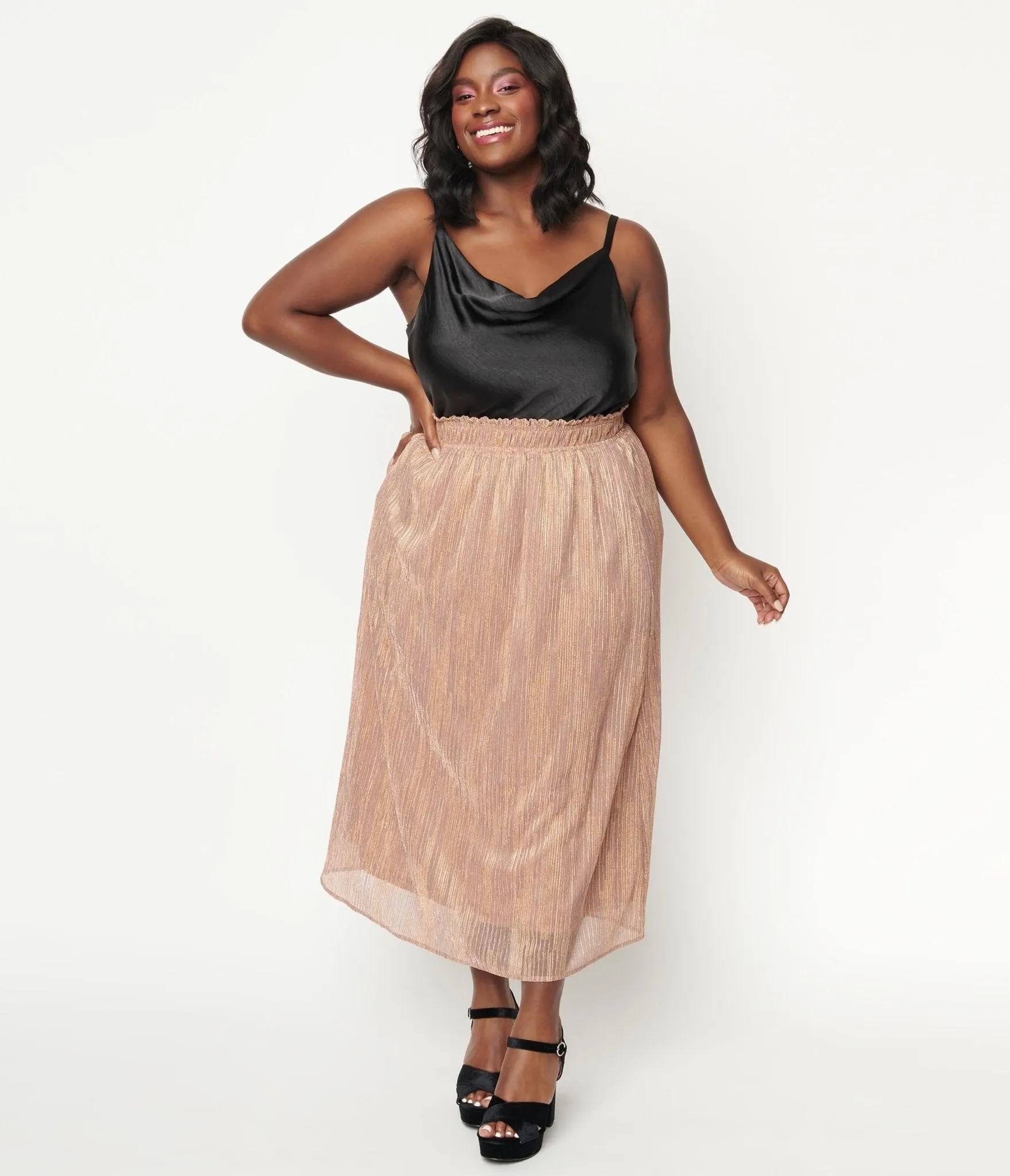 Plus Size 1940s Rose Gold Midi Skirt sold by Unique Vintage product image thumbnail 5