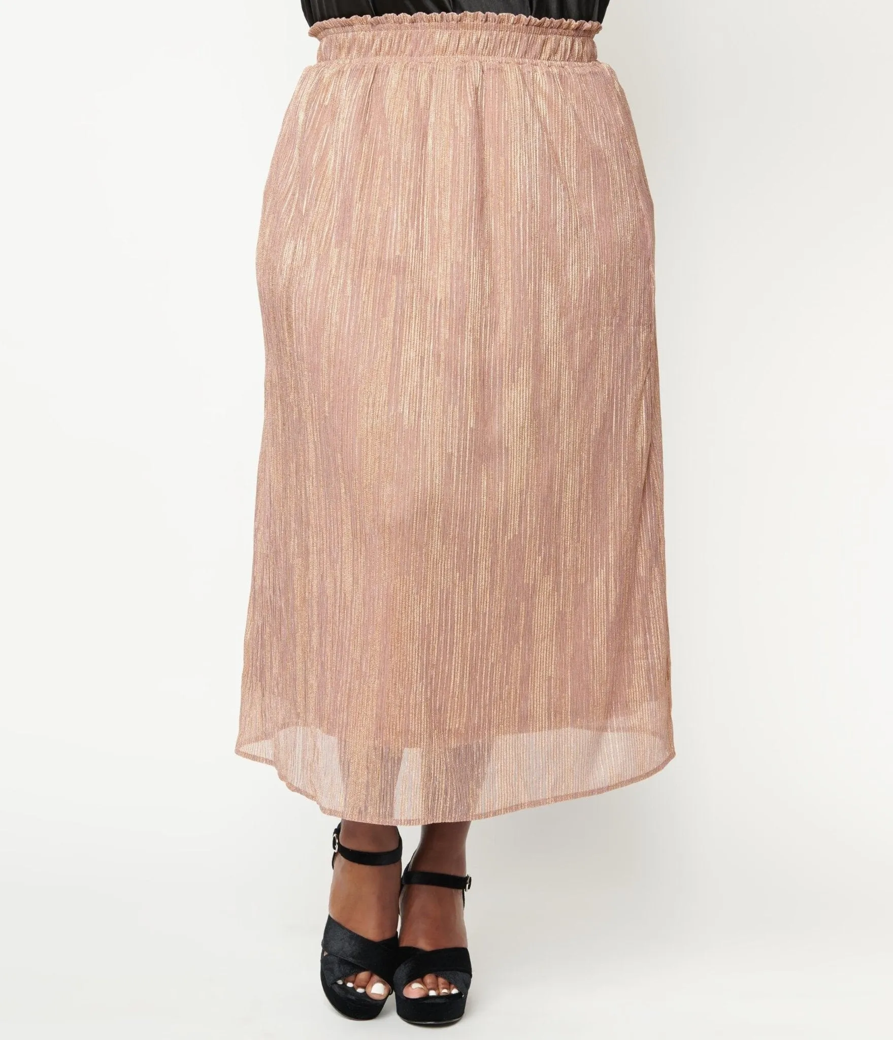 Plus Size 1940s Rose Gold Midi Skirt sold by Unique Vintage product image thumbnail 2