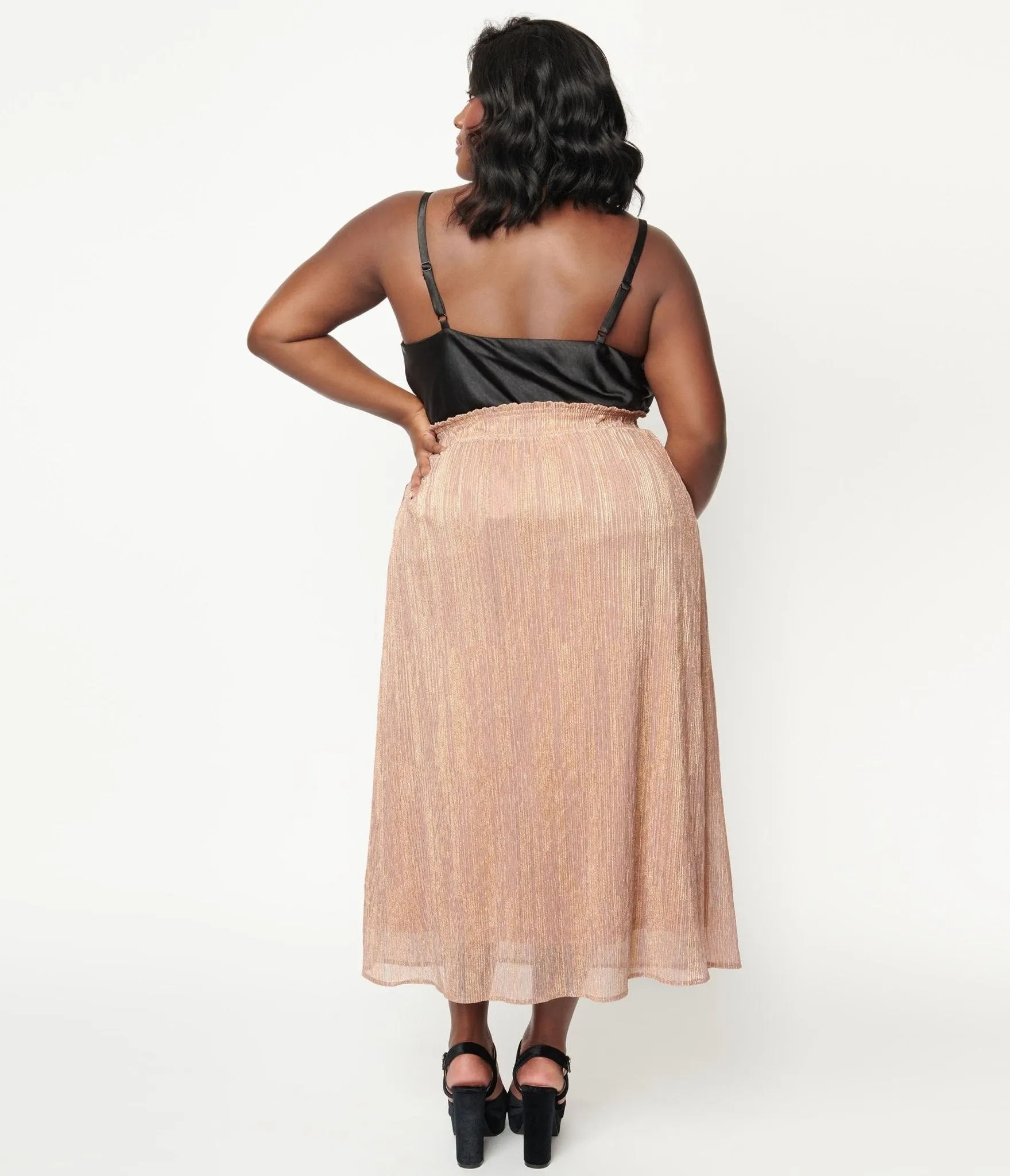 Plus Size 1940s Rose Gold Midi Skirt sold by Unique Vintage product image thumbnail 3