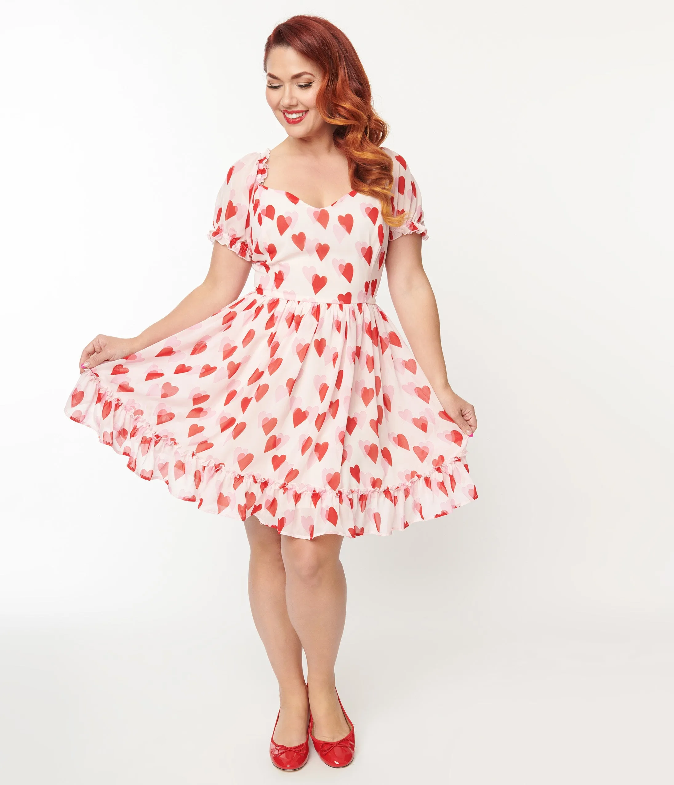 Hell Bunny Plus Size Pink & Red Heart Aphrodite Mini Dress sold by Unique Vintage product image thumbnail 3