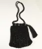 1920s Style Black Beaded & Crochet Tassel Purse sold by Unique Vintage