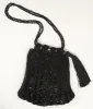 1920s Style Black Beaded & Crochet Tassel Purse sold by Unique Vintage