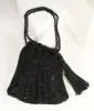 1920s Style Black Beaded & Crochet Tassel Purse sold by Unique Vintage