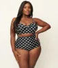Unique Vintage Plus Size Black & White Polka Dot High Waist Louise Swim Bottoms sold by Unique Vintage