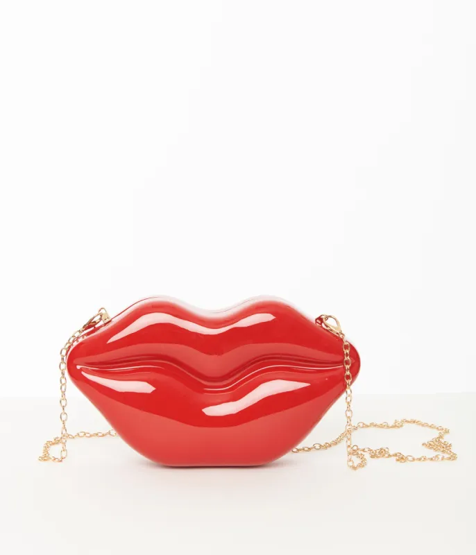 Red Lips Clutch Handbag sold by Unique Vintage