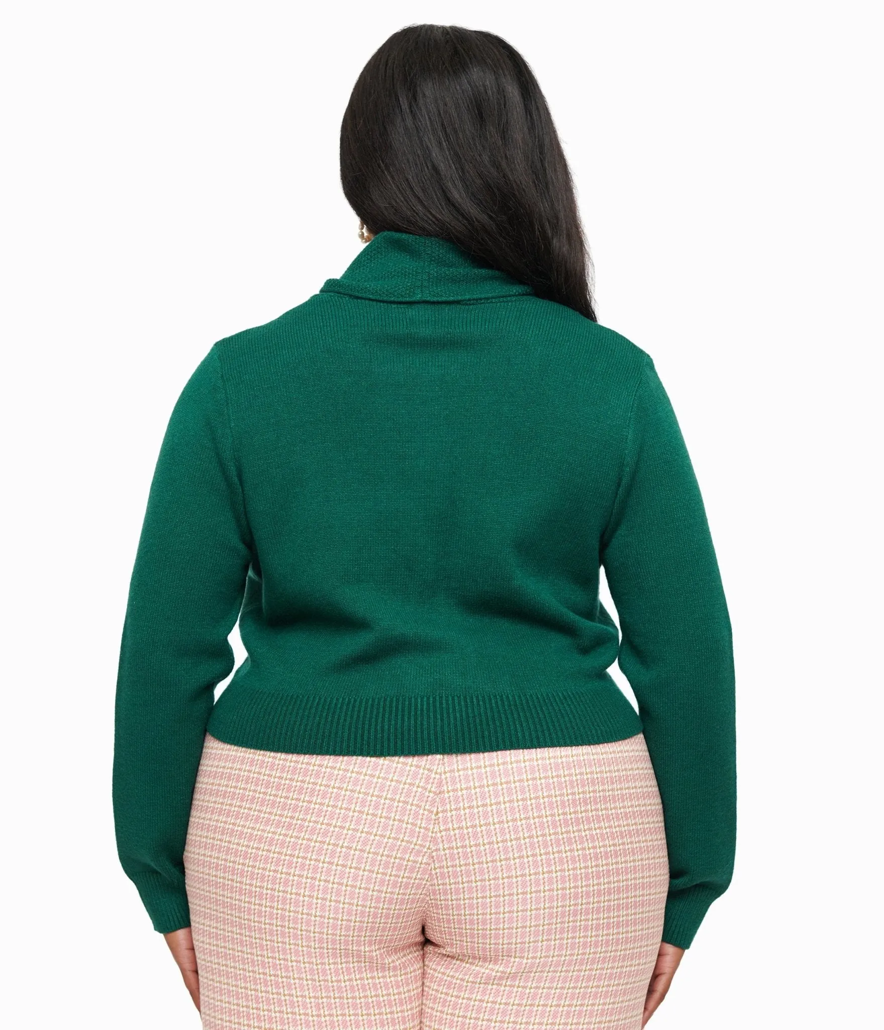 Plus Size 1950s Forest Green Cropped Cardigan sold by Unique Vintage product image thumbnail 2