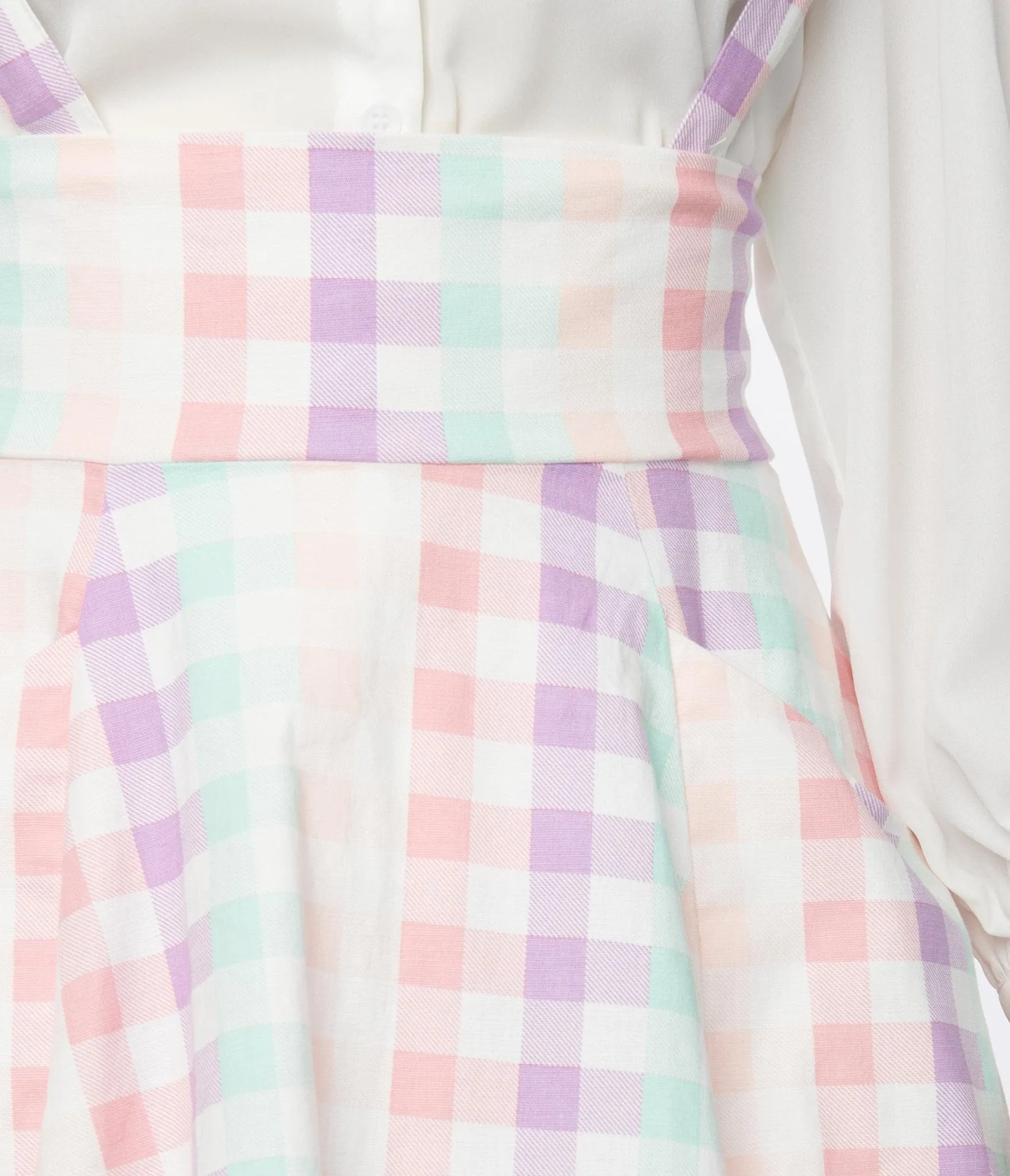 Collectif Pastel Rainbow Gingham Suspender Swing Skirt sold by Unique Vintage product image thumbnail 2