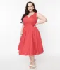 Red & White Floral Dot Belted Swing Dress sold by Unique Vintage