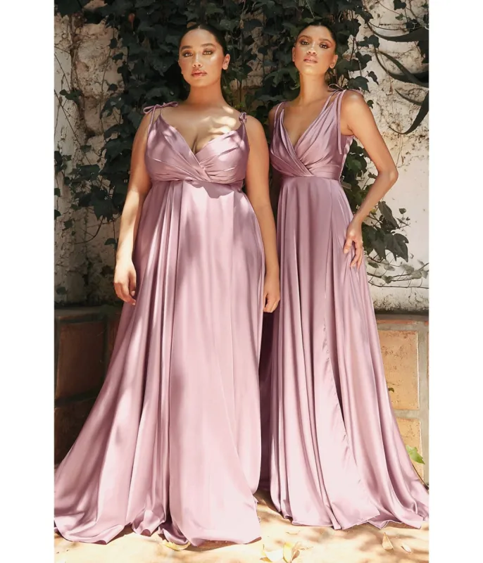 Ladivine by Cinderella Divine Mauve Flowy Satin A-Line Bridesmaid Gown sold by Unique Vintage
