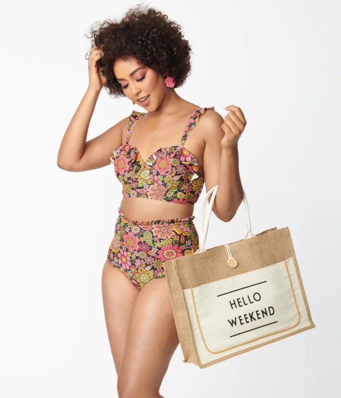 Unique Vintage Kaleidoscope Floral Southampton Swim Top sold by Unique Vintage