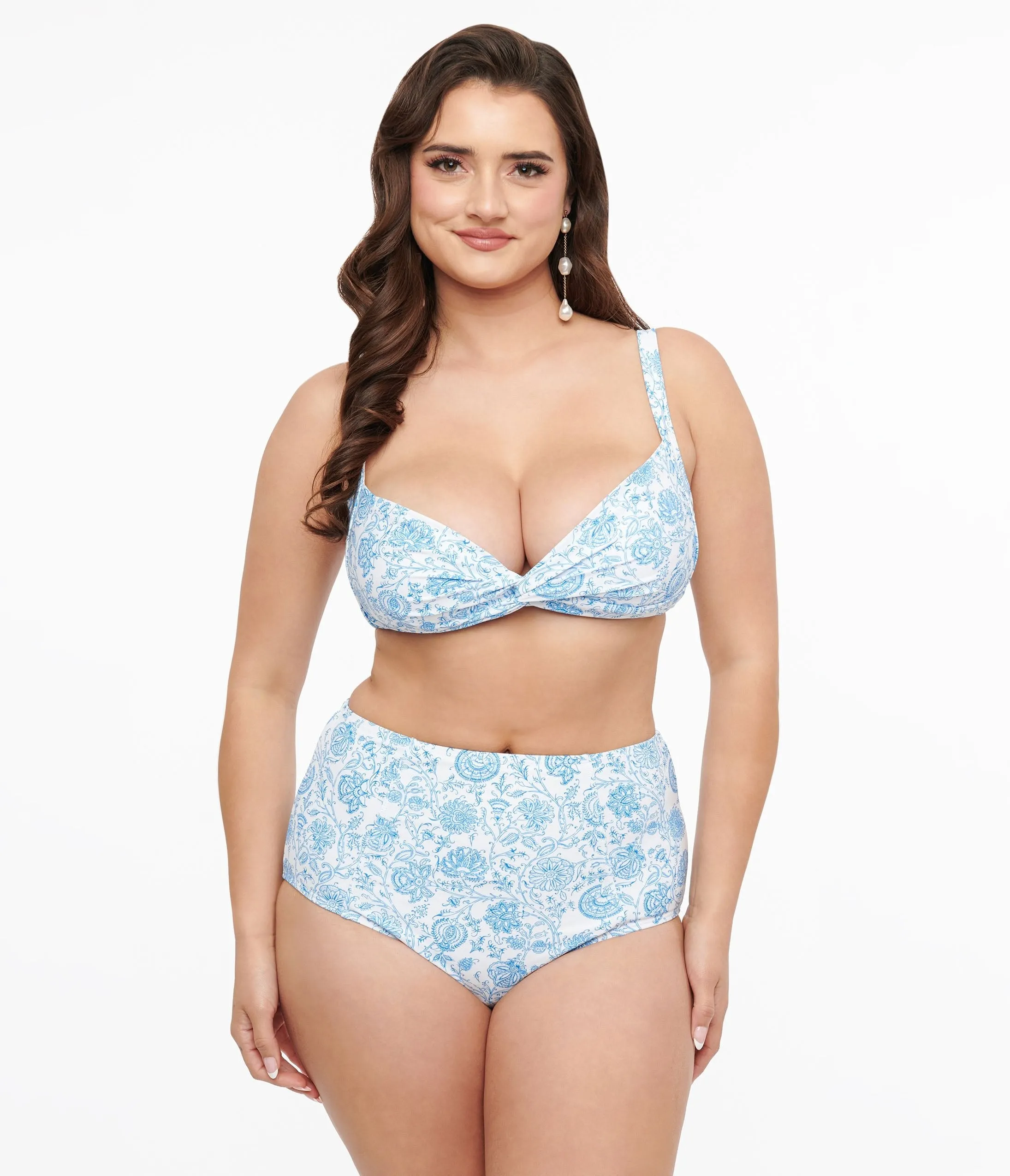 White & Thistle Blue Floral Two Piece Swim Set sold by Unique Vintage product image thumbnail 3
