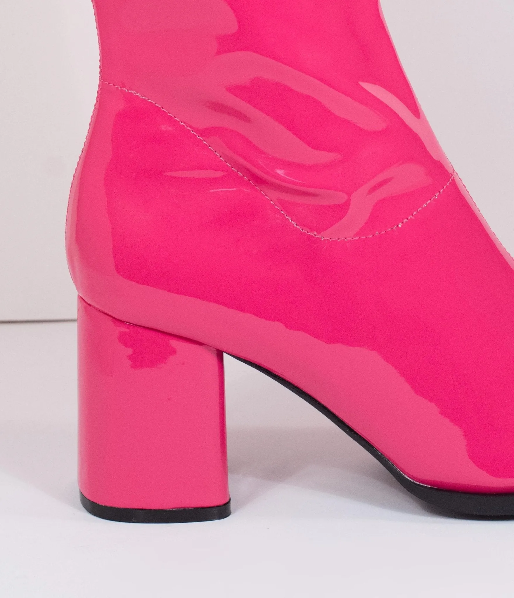 Hot Pink Patent Leatherette Knee High Go Go Boots sold by Unique Vintage product image thumbnail 5