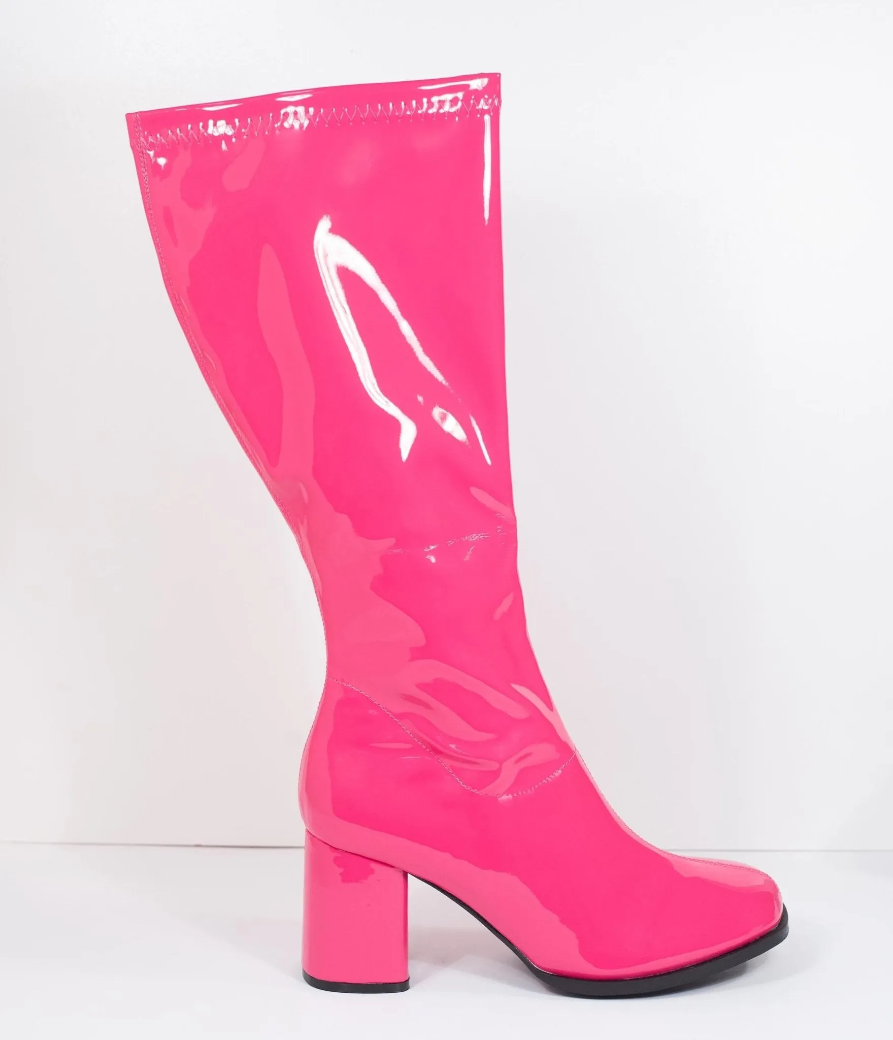 Hot Pink Patent Leatherette Knee High Go Go Boots sold by Unique Vintage product image thumbnail 4