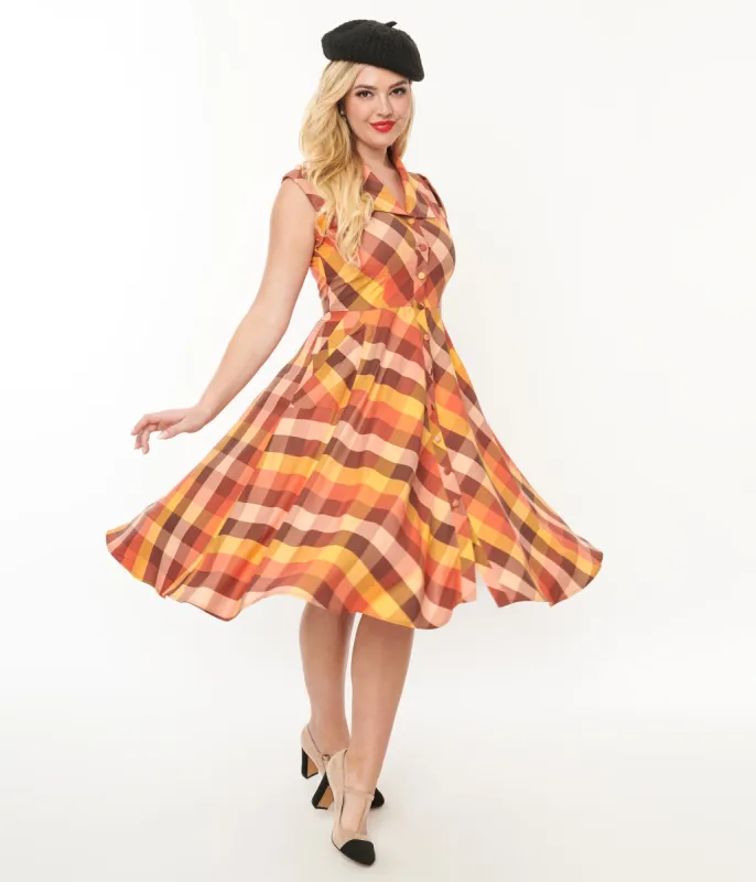 Unique Vintage 1950s Fall Madras Plaid Shirt Dress sold by Unique Vintage