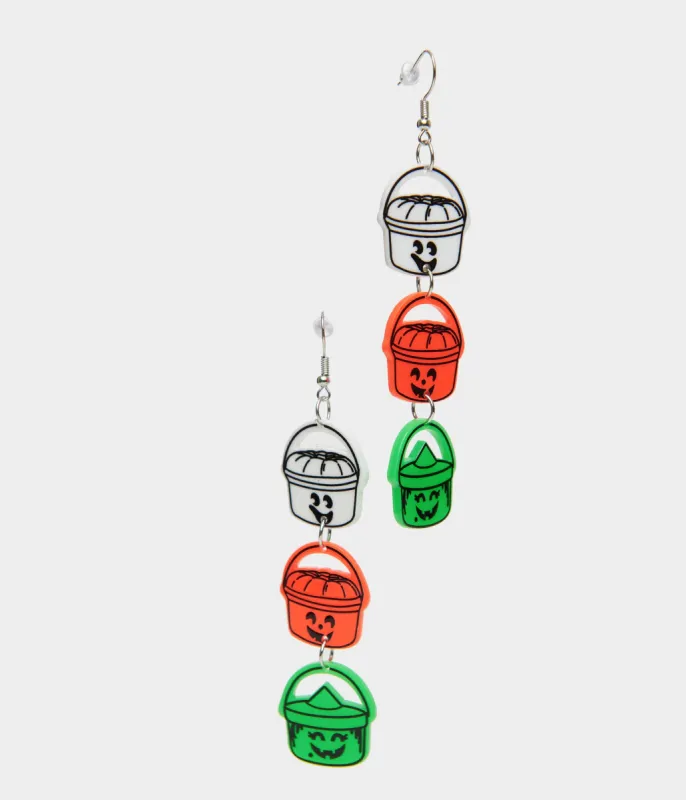 1980s Retro Trick Or Treat Halloween Bucket Earrings sold by Unique Vintage