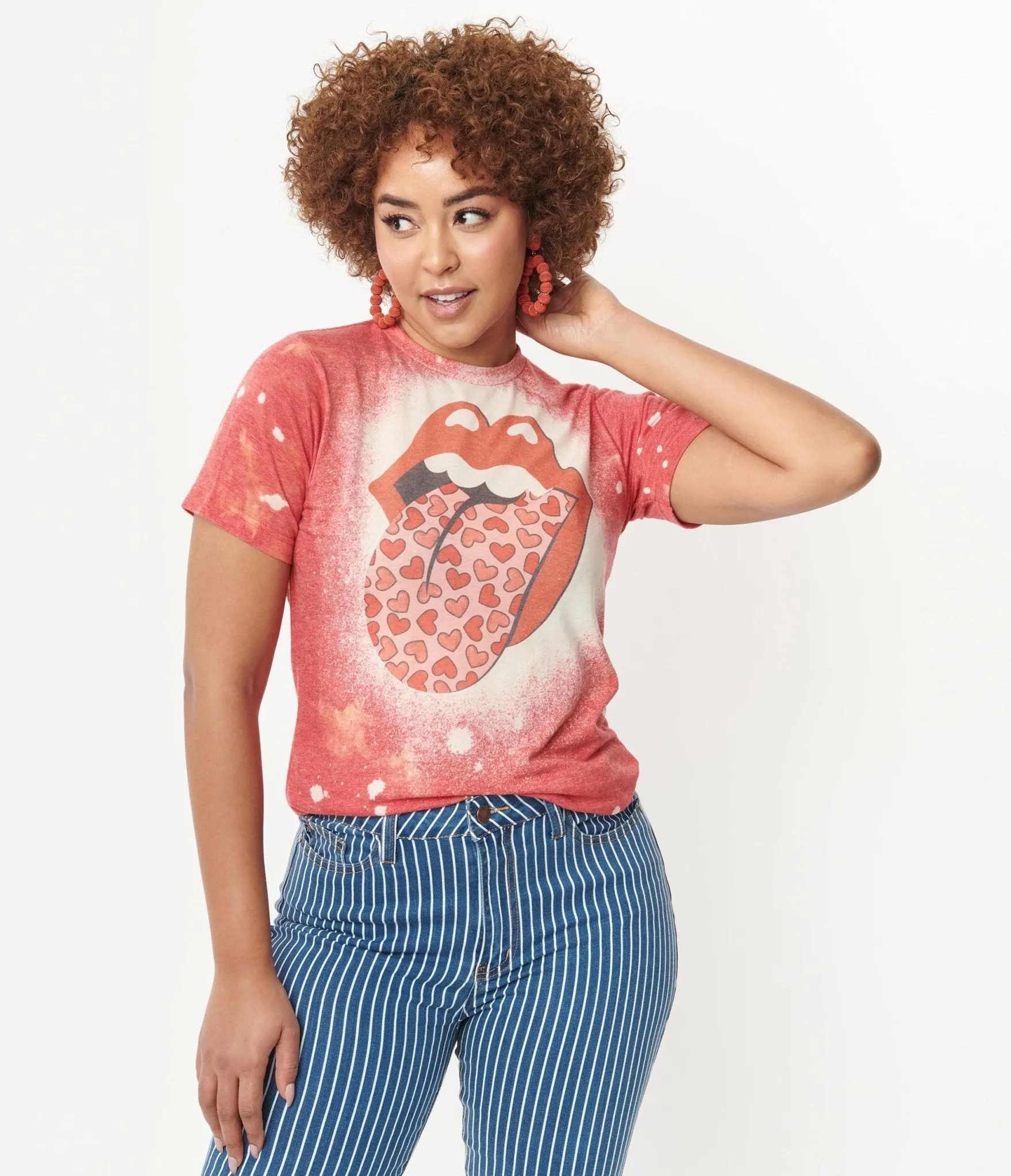 Red Lips Bleached Unisex Graphic Tee sold by Unique Vintage product image thumbnail 4