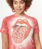 Red Lips Bleached Unisex Graphic Tee sold by Unique Vintage