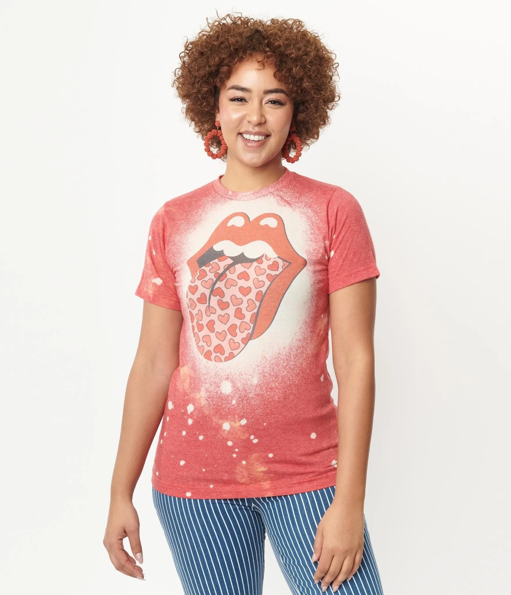 Red Lips Bleached Unisex Graphic Tee sold by Unique Vintage product image thumbnail 5
