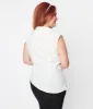 Ivory Asymmetrical Pleated Top sold by Unique Vintage