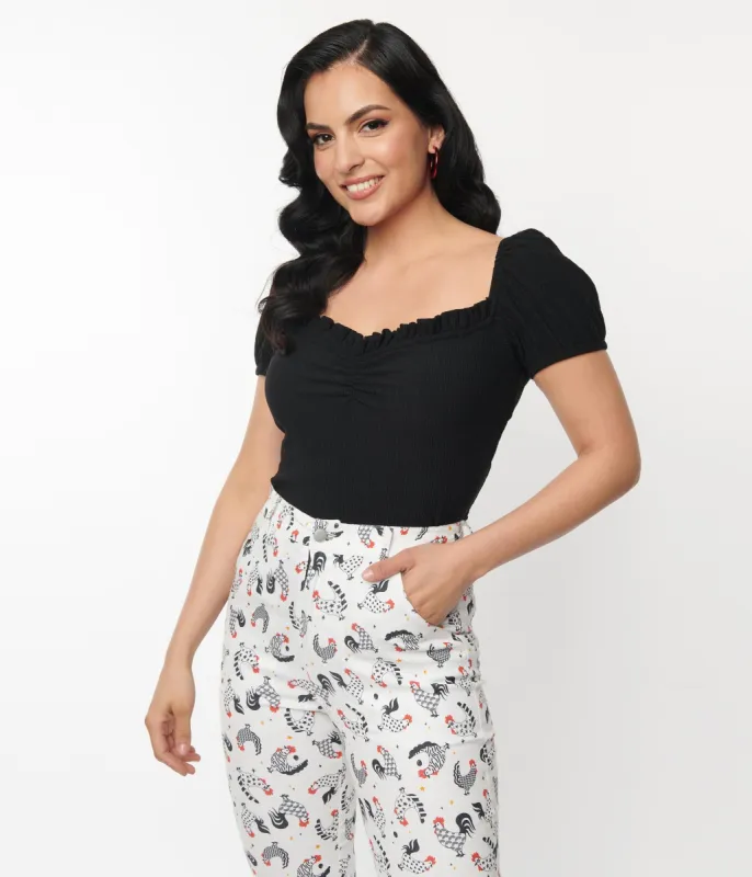 Unique Vintage Black Textured Sweetheart Top sold by Unique Vintage