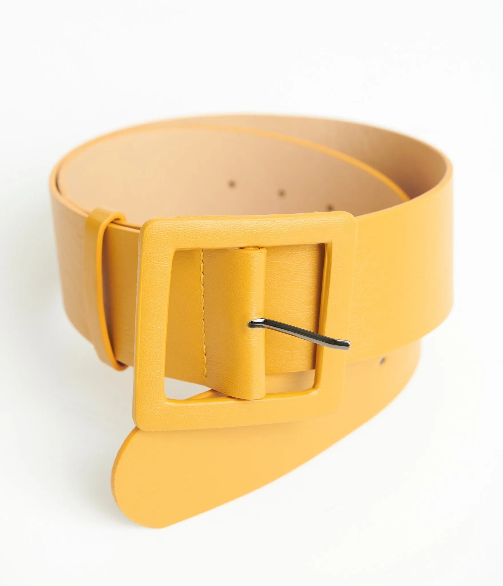 Mustard Leatherette Wide Belt sold by Unique Vintage product image thumbnail 3
