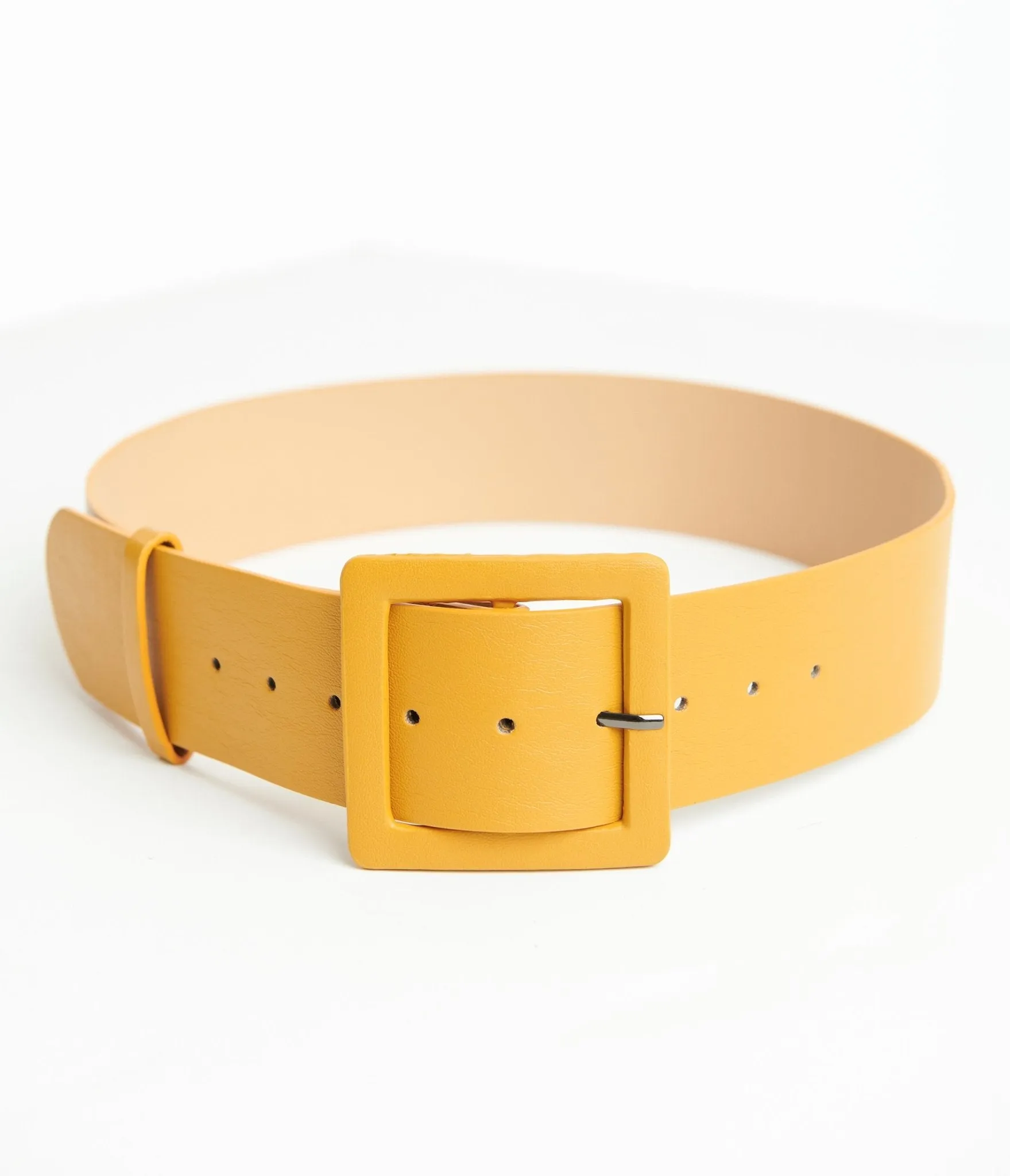 Mustard Leatherette Wide Belt sold by Unique Vintage