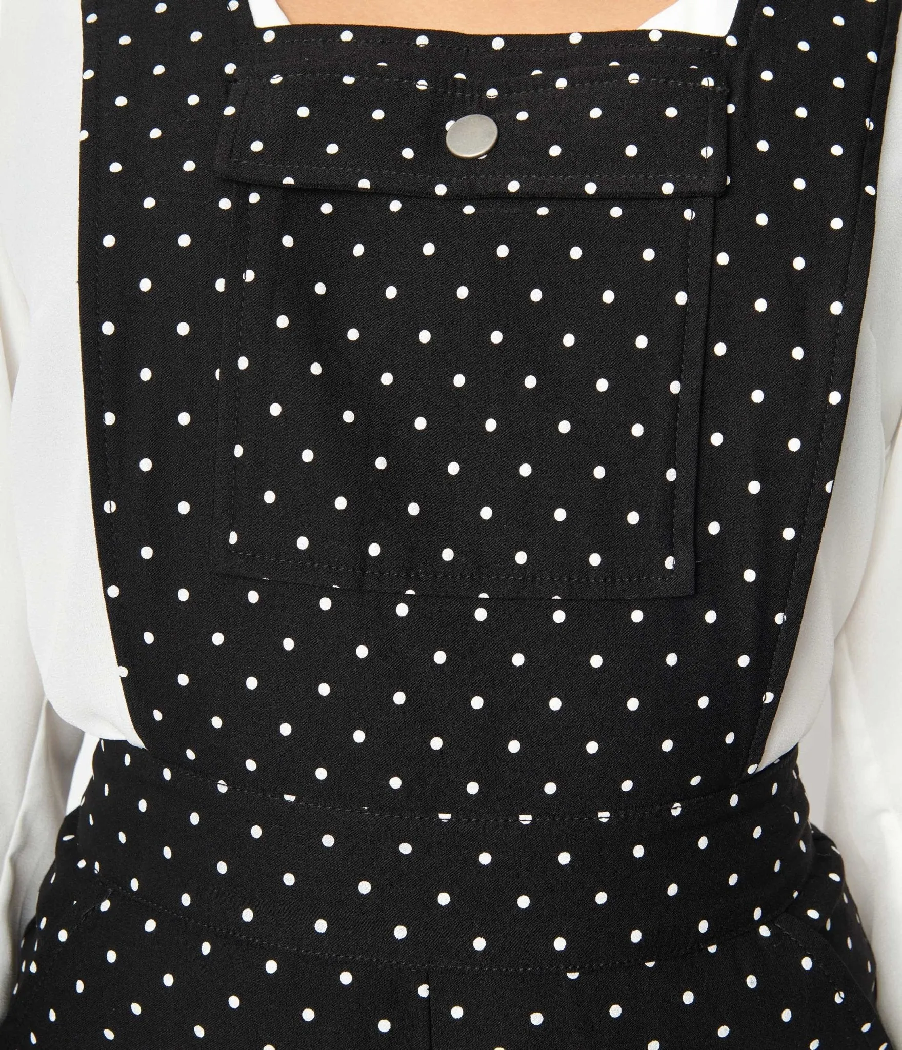 Unique Vintage Black & White Pin Dot Skinny Leg Overalls sold by Unique Vintage product image thumbnail 3