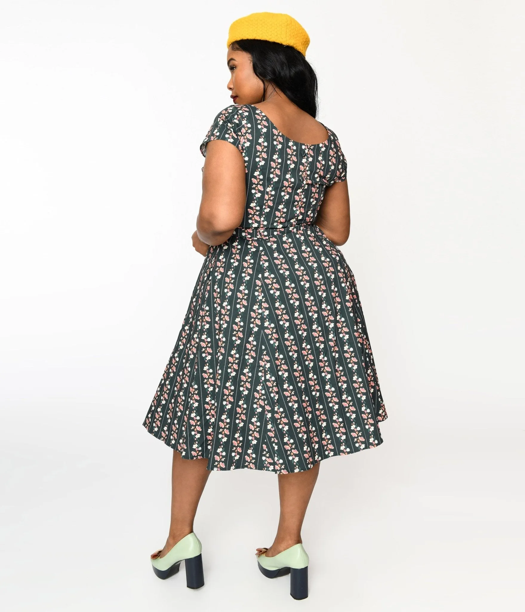 Collectif Green Wallflower Striped Swing Dress sold by Unique Vintage product image thumbnail 3