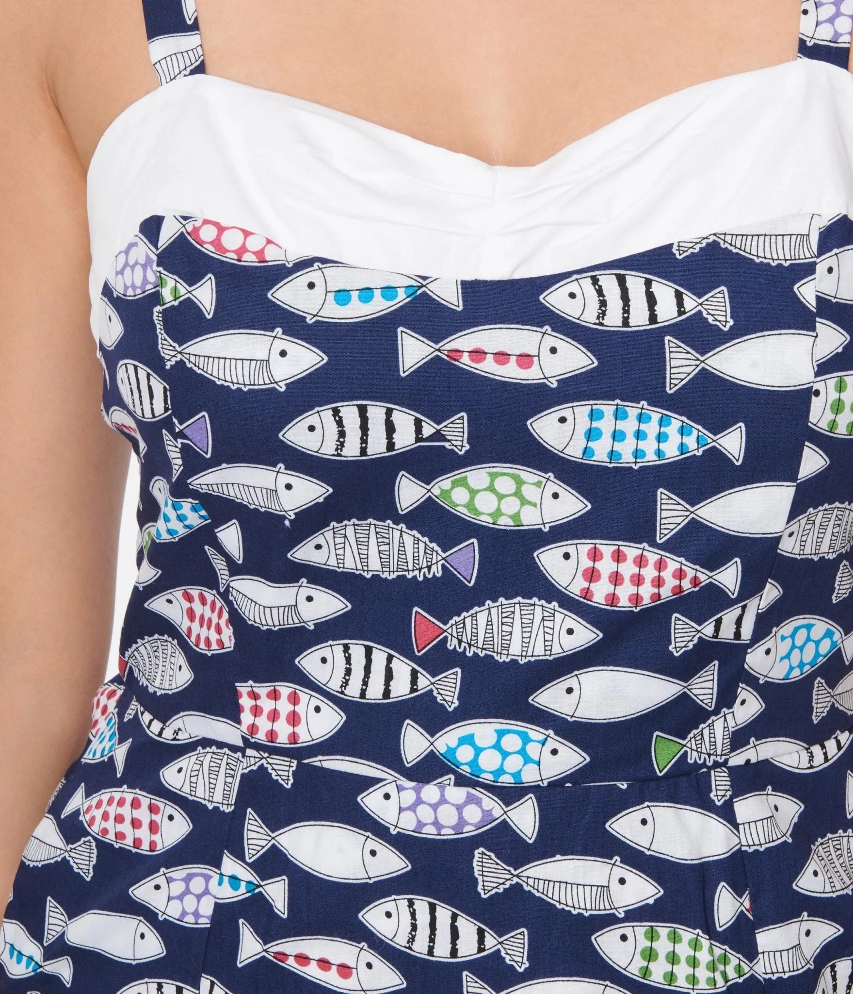 Unique Vintage Navy Fish Print Dolly Romper sold by Unique Vintage product image thumbnail 2