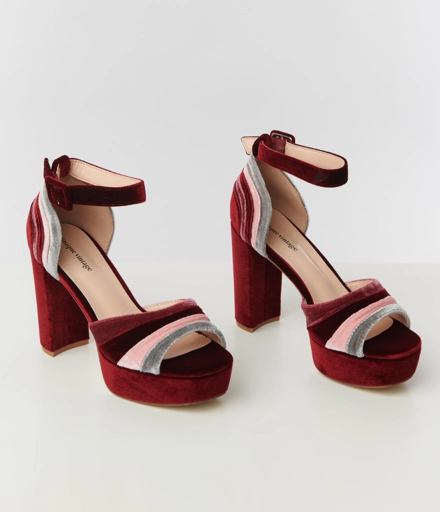 Unique Vintage Berry Stripe Platform Heels sold by Unique Vintage product image thumbnail 3
