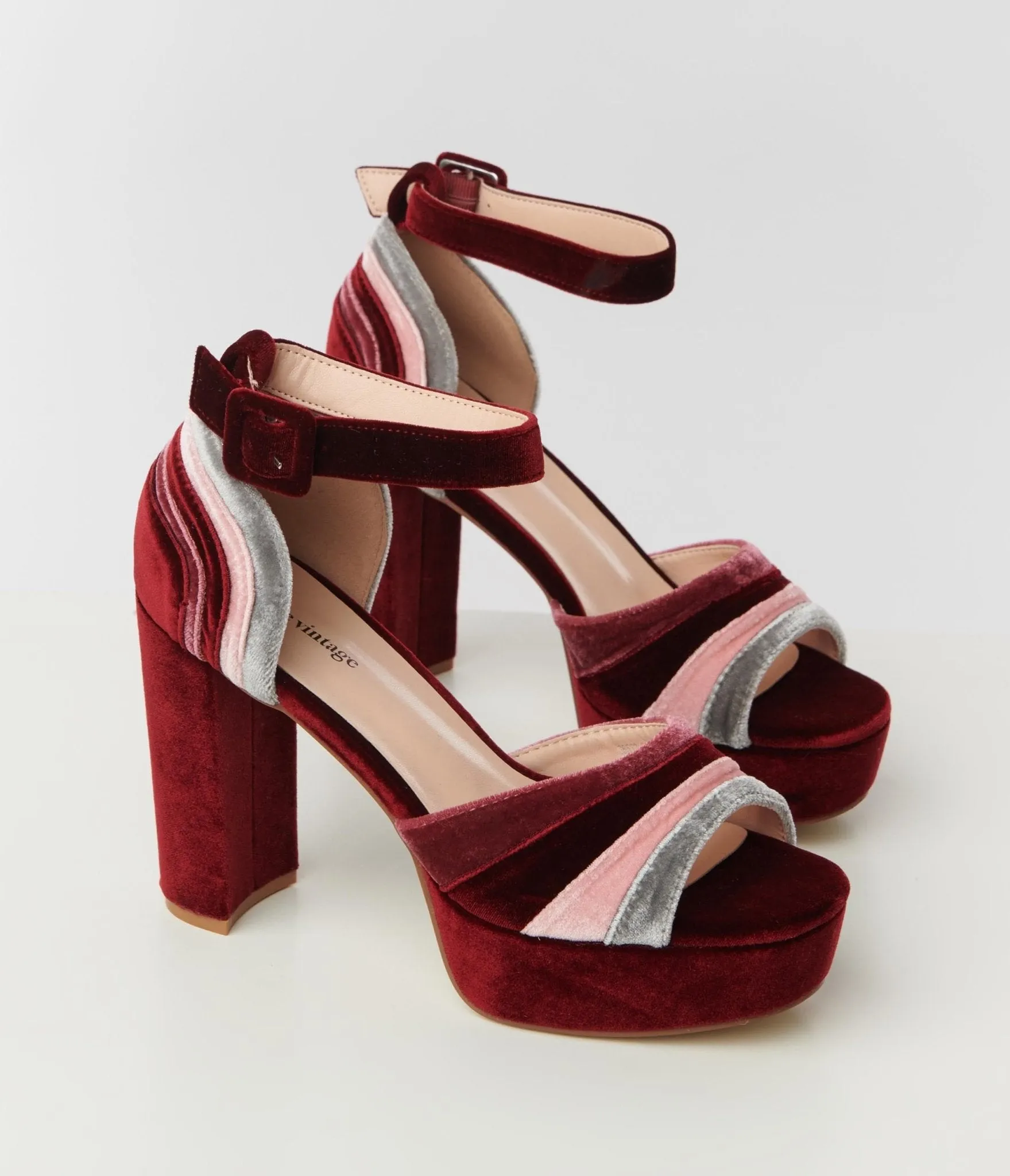 Unique Vintage Berry Stripe Platform Heels sold by Unique Vintage product image thumbnail 2