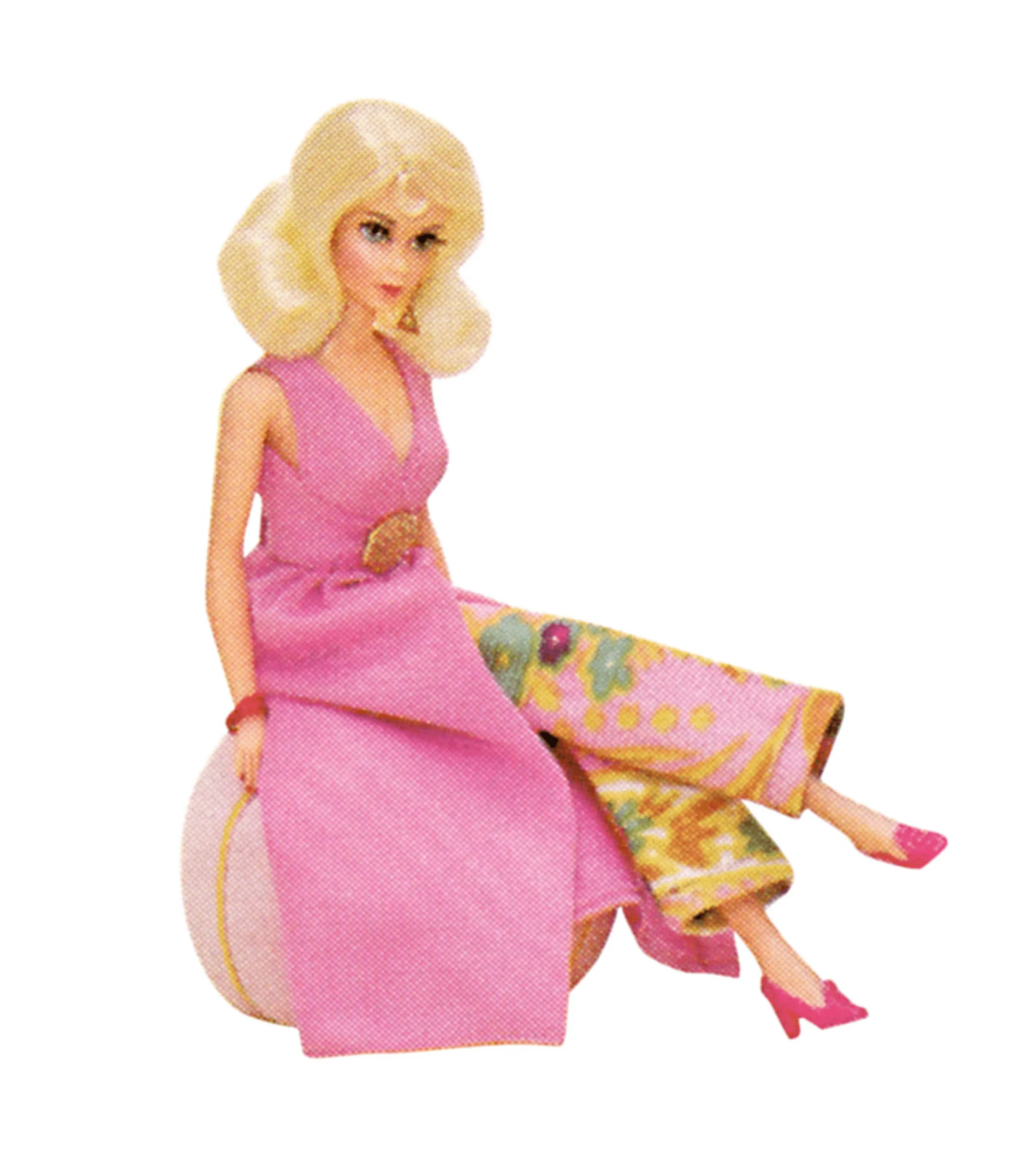 Barbie x Smak Parlour 1970s Pink & Green Floral Evening In Flare Pants sold by Unique Vintage product image thumbnail 2