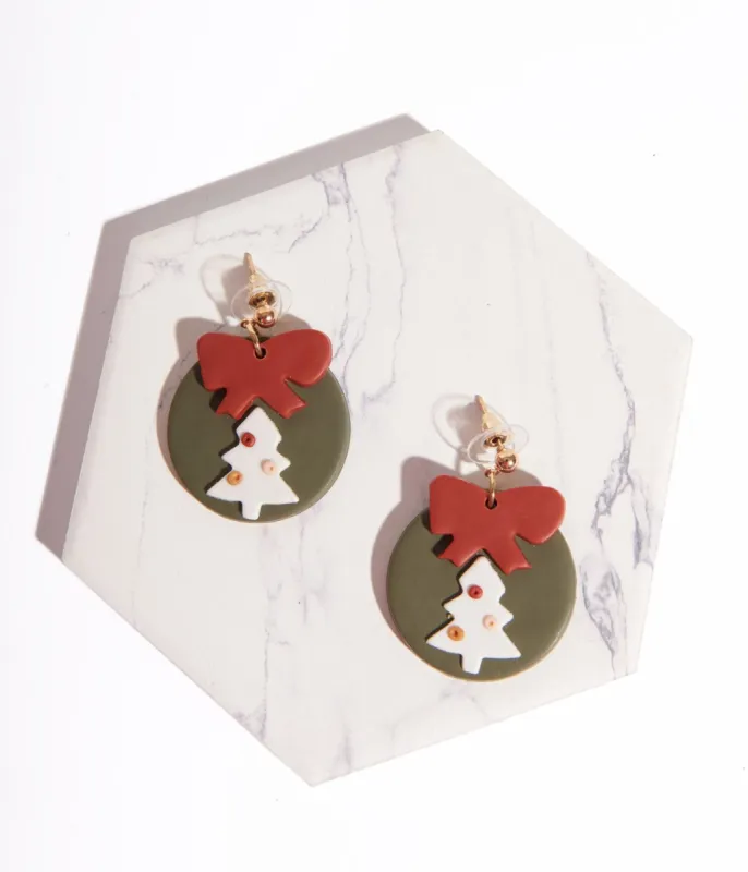 Christmas Tree Drop Earrings sold by Unique Vintage
