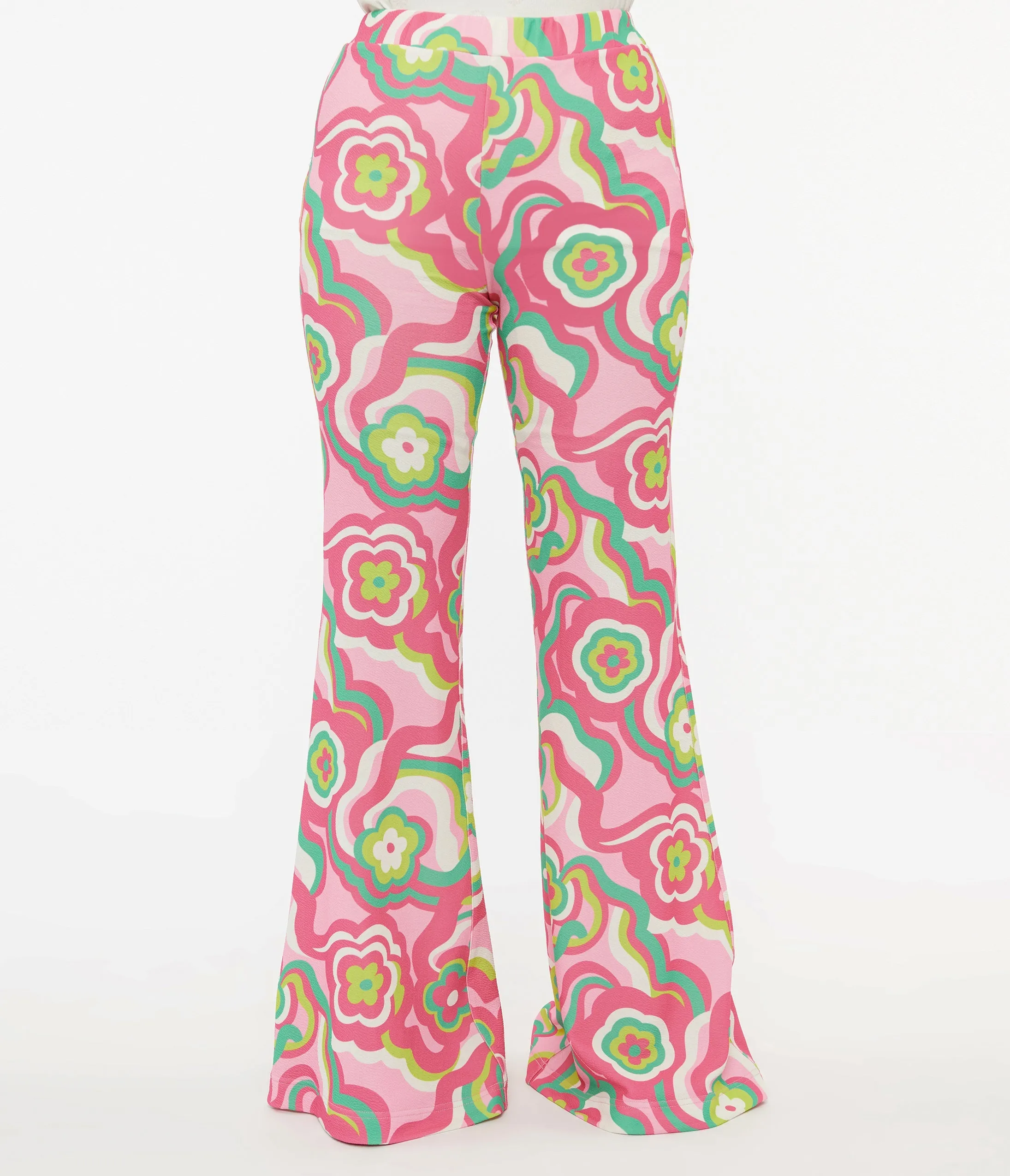 Barbie x Smak Parlour 1970s Pink & Green Floral Evening In Flare Pants sold by Unique Vintage product image thumbnail 3